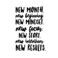 new month. new beginning. new mindset. new focus. new start. new intentions. new results. new month quotes | inspiration | motivation | fresh start | goal setting | black and white typography | hand lettering | brush lettering HannahRoseFitness.com