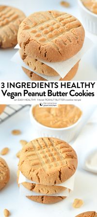 Vegan 3 ingredients peanut butter cookies - The Conscious Plant Kitchen