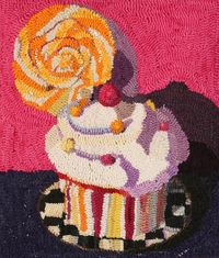 Lollipop & Cup Cake, rug hooked by Victoria Rudolph