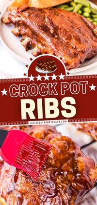 Have restaurant-quality Memorial Day food at home! These easy crock pot ribs are fall-off-the-bone tender and packed with flavor. Pop them in the broiler before serving for that sticky, finger-licking goodness! Make this slow cooker recipe for Father's Day dinner, too!