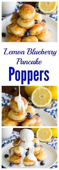 Portable lemon blueberry pancake poppers drenched in a cream cheese icing makes for a yummy weekend breakfast treat!