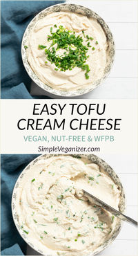 This tofu cream cheese is a quick and easy recipe that’s also nutritious. With just a few whole-food plant-based ingredients blended, you can have your cream cheese ready in 5 minutes. Enjoy it on crackers, bagels, or in your favorite recipes!