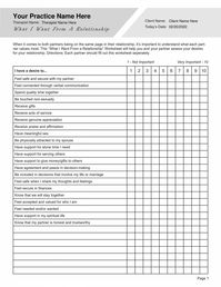 When it comes to both partners being on the same page in their relationship, it’s important to understand what each partner values most. This “What I Want From a Relationship” Worksheet will help you and your partner assess your desires for your relationship. Our Relationship Needs and Wants Worksheet PDF (Editable, Fillable, Printable) is perfect for counselors, psychologists, psychiatrists, social workers, therapists, and other mental health professionals.  This Relationship Needs and Wants Worksheet PDF can be downloaded and used with all your clients, giving them the ability to fill it out on a digital device or print it out. This template is part of the Couples Therapy Worksheets Bundle