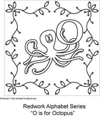 Free Redwork Alphabet Patterns O through U - Redwork Alphabet Embroidery Series Part 3