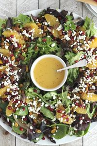 Christmas Salad with Citrus-Champagne Vinaigrette Recipe {www.TwoHealthyKitchens.com}