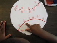 baseball craft / Easy toddler craft. Samuel loved using his fingers to make the threads. - Stephanie