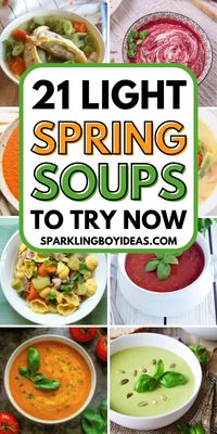 Indulge in the flavors of the season with our spring soup recipes! From light vegetable broths to creamy asparagus and vibrant pea and mint soups, we have light soup recipes for everyone. Discover easy, healthy easter soup recipes like detox soups and fresh herb-infused broths. Whether you're looking for vegan soup recipes or hearty chicken and lentil soups, our quick and simple cold soup recipes are ideal for any spring day. Try these low-calorie soups that celebrate the season's bounty.