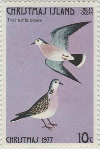 ◙ Christmas Island, Postage Stamp, The Twelve Days of Christmas, Turtle Doves. ◙