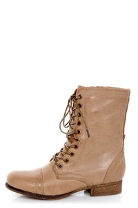 Madden Girl Gamer Natural Paris Taupe Lace-Up Combat Boots