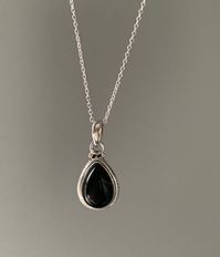 Sterling silver teardrop black onyx necklace. Also available in other stones.