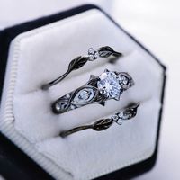 14K Black Gold Moissanite Celtic-Style Engagement Ring - Giliarto