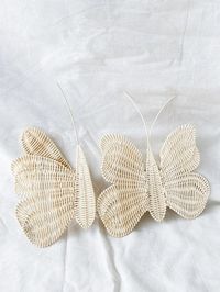 Set of 2 Butterfly Rattan Decorations Butterfly Nursery - Etsy