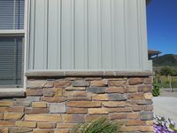 The Irish Thistle siding and the stacked stone as the finished product. I love that in some light the siding looks more green and sometimes more gray. It's a real chameleon.