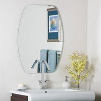 Frameless Oval Beveled-Groove Mirror - Silver - A/N - Overstock - 3511476