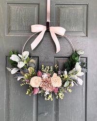 Door wreath, Front door wreath, Spring wreath, Modern wreath, valentine wreath, hoop wreath