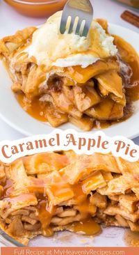 Caramel Apple Pie Recipe- easy dessert fall recipe idea using premade pie crust from the store. So simple and the caramel is great with ice cream! Flaky pie and delicious apple filling. How to make a caramel apple pie. Time temp ingredients instructions etc. Fall pie idea. How to use up apples?