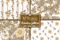 10 Art Nouveau Floral Patterns | Pre-Designed Illustrator Graphics ~ Creative Market