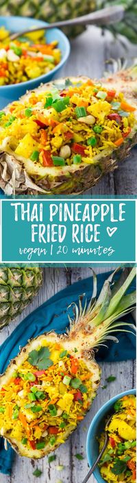 This Thai pineapple fried rice recipe couldn't be easier! It's not only super delicious and healthy, but also ready in less than 15 minutes! <3 | veganheaven.org