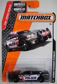 MATCHBOX 2015 RELEASE BLACK DODGE CHARGER PURSUIT METRO POLICE ST. URSULA COUNTY 64/120. $8.95