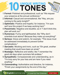 10 Unique Writing Tones   #amwriting #writing #grammar