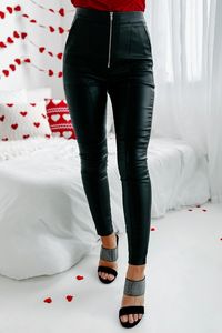 You're Gonna Look So Chic & Edgy In These Black, Zipper-Front, Faux Leather Pants! $37, FAST AND FREE US SHIPPING!