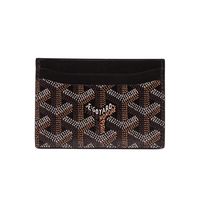 Brand New Black And Brown Stenciled Goyardine Coated Canvas Goyard Saint Sulpice Card Holder With Five Card Slots. Includes Box And Dust Cloth. Height: 3" Width: 4" Depth: 0.25" Condition: Pristine.