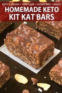 These Homemade Keto Kit Kat Bars are a GAME CHANGER! 100% sugar free, low carb and dairy free, you only need 5 minutes and 5 ingredients to make these healthy candy bars LOADED with crispy, crunchy texture! #ketodessert #ketogenicdessert #vegandessert #ketochocolate #nobakedessert