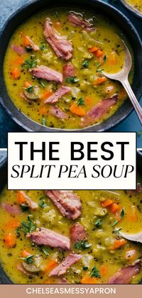 Split Pea Soup is richly flavored, thick, and creamy�– and loaded with veggies, split peas, and tender shredded ham. This humble-looking soup is anything but humble tasting!