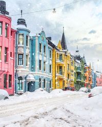 Colorful street in Helsinki, Finland.: europe