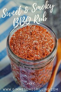 This delicious, easy Sweet and Smoky Rub recipe is perfect for throwing on your grilled pork, chicken and more! You can even throw it on things like sweet potatoes, zucchini, cauliflower steaks, or any type of vegetable! It's so versatile and great to have mixed up in your pantry. #grill #grilled #rub #homemaderub #smoking #ribs #chicken #steak #sweet #smoky #recipe #recipeinspiration #recipeidea #gimmesomegrilling