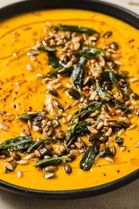 This Roasted Pumpkin Soup with Sizzled Sage is a fall showstopper that you will want to be making on repeat while pumpkins are in season.