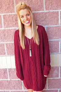 Vneck cable knit tunic