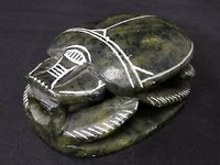 EGYPTIAN SCARAB, VINTAGE ANTIQUE HAND CARVED STONE DUNG BEETLE WITH HIEROGLYPHS | eBay