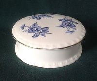 ROYAL VALE TRINKET BOWL BONE CHINA LIDDED TRINKET PIN RING DISH BLUE FLOWERS  | eBay