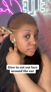 Method to cut out your lace around the ear🤩 #wig #hairtip #wigtip #frontalwig #lacewig #wiginstall #hairstyle