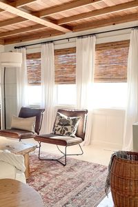 Read a Review: "The install was seriously a breeze! The hubby mentioned right away these are probably the easiest blinds he has ever installed!." -Melissa Shumate, @melissa.kristyne // Get the look with Cordless Contemporary Woven Wood Shades in Hatteras Camel at BlindsChalet.com.