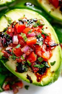 Keto Bruschetta Stuffed Avocado