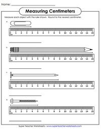 Measuring Centimeters Worksheets