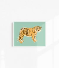 Jungle Tiger Print, Horizontal Tiger Art Print, Jungle Nursery Decor, Red Tiger Decor, Jungle Cat, Tiger Nursery Print, Jungle Decor