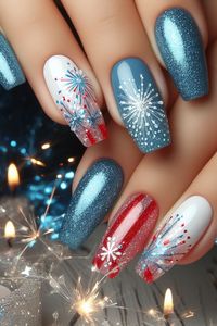 This eye-catching and festive nail art idea is perfect for showing off your patriotic spirit. Whether you're heading to a barbecue, a parade, or watching fireworks, these nails are the star of the show.