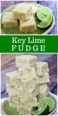 Easy Key Lime Fudge Recipe from RecipeGirl.com #key #lime #keylime #fudge #recipe