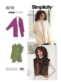 S8218 | Simplicity Sewing Pattern Misses' Easy-to-Sew Jackets and Vest | Simplicity