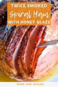 Juicy, tender spiral ham recipe that is smoked on your Traeger Pellet Grill! This Twice Smoked Spiral Ham with a honey glaze is the perfect recipe for your Easter Dinner! It's made on your Trager Pellet grill and is so easy and delicious! #Traeger #recipe