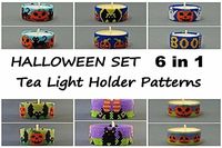 HALLOWEEN Tea Light Holder Beading Pattern Set Pumpkin Boo