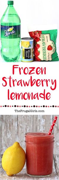 Frozen Strawberry Lemonade Recipe! ~ from TheFrugalGirls.com ~ the most delicious slush to help you cool of on a hot summer day!