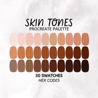 Introducing the "Skin Tones" Procreate Color Palette! Elevate your digital artistry with the captivating hues of Skin Tones! This meticulously curated palette of 30 swatches captures the diverse spectrum of human skin tones, offering a versatile range of colors and combinations to inspire your creative endeavors. WHAT'S INCLUDED: 1 .swatches file: Easily importable into Procreate for instant access to the Skin Tones color palette. 1 .pdf file with hex codes: Delve deeper into the palette with ou