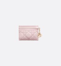 Lady Dior Freesia Card Holder Pale Pink Patent Cannage Calfskin | DIOR