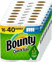 Bounty Quick-Size Paper Towels, White, 16 Family Rolls = 40 Regular Rolls