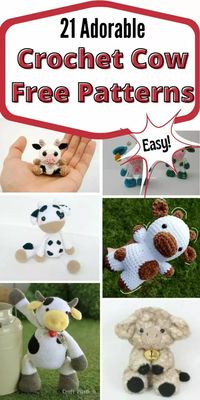 Try these free crochet cow Amigurumi patterns today! You can find everything from miniature cows to giant cows and even a cow rattle. Most use either DK or worsted-weight yarn, but there are a few fun yarns used in the patterns such as fuzzy yarn for one of the highland cows.