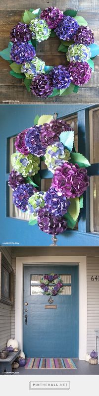 DIY Paper Hydrangea wreath. Free pattern and tutorial. For more freebies and design inspiration check out www.liagriffith.com